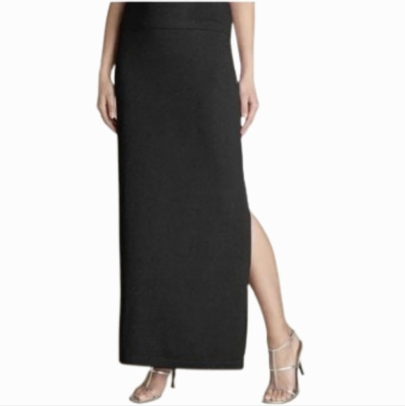St. John Evening Santana Knit Long Maxi Skirt in Black 21" Side Slit Size 10 - Picture 1 of 16